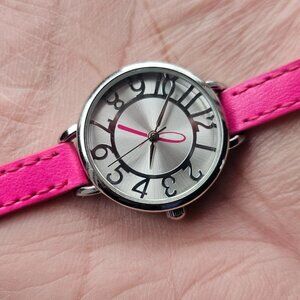 Women Wristwatch Fashion Pink Faux Leather Strap Quartz Analog Wrist Watch